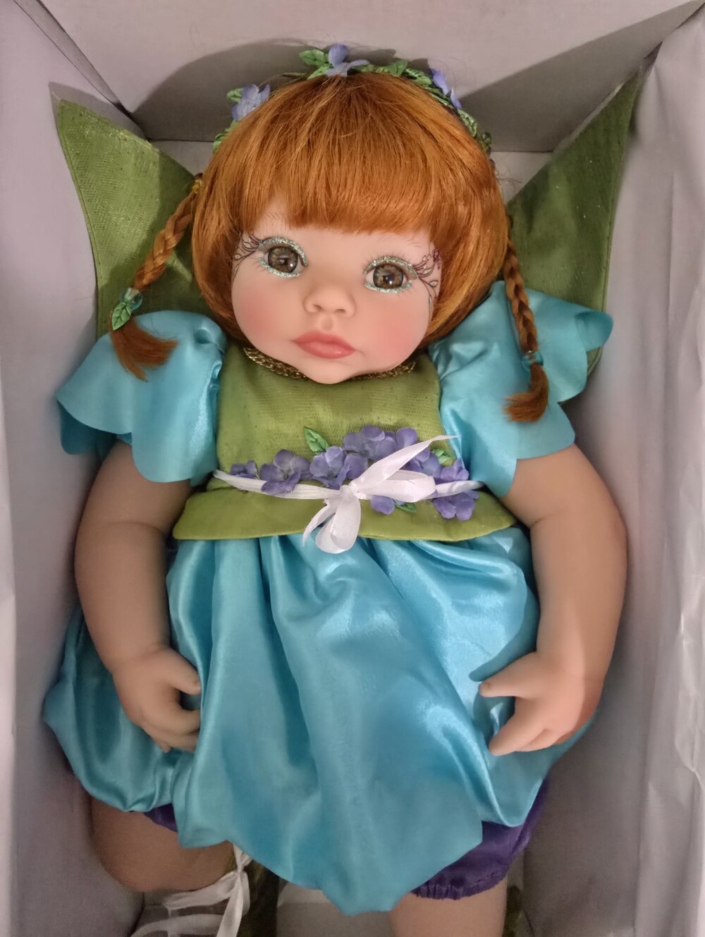 "Pixie Girl" Fairy Doll With Sparkle Wings On Blue Dress, By Paradise Gallaries - Picture 5 of 10